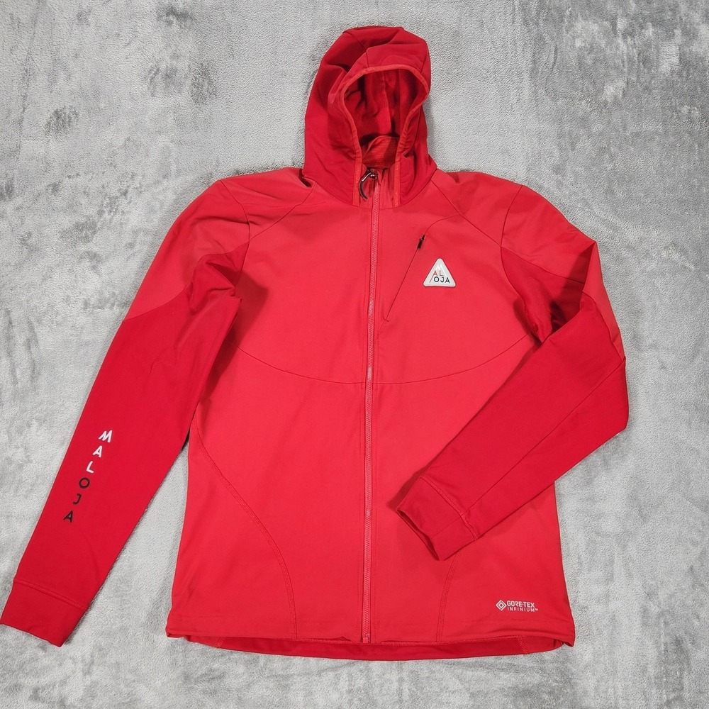 Maloja‎ Jacket Mens Large Red GORE-TEX Infinium Softshell Hooded Ski Touring